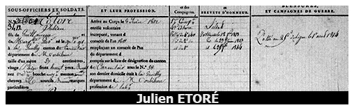 En 1813 fiche militaire, soldat sous Napol&eacute;on